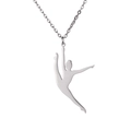 Silver stainless steel gymnastic silhouette pendant necklace with dainty cable chain - Steel-Gymnastics 1