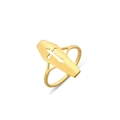 Anello gotico a bara dorata con croce traforata in acciaio inossidabile lucido - US 7 / Oro