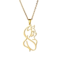Minimalist gold cat outline pendant necklace in polished stainless steel for women - Gold