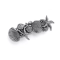 Pasador de pelo vintage plateado con diseño de estrella de mar y conchas marinas - Plata Antigua