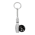 Portachiavi bowling con strass bianchi e finitura in lega d'argento lucida ed elegante - Argento