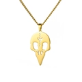 Collar con colgante de calavera gótica hueca de acero inoxidable dorado y cadena trenzada - Dorado