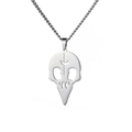 Collar gótico de calavera de pájaro plateada con grabado de luna y cadena de acero inox - Color acero