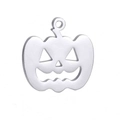 Ciondolo zucca di Halloween in acciaio inossidabile lucido color argento per DIY - Zucca di Halloween / Argento