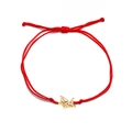 Rode gevlochten touwarmband met gouden origami kraanvogel en verstelbare knoop - Goud (Rood Touw)