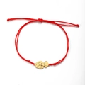 Rood gevlochten armband met gouden moeder- en baby hanger als cadeau voor moederdag - Moeder en Kind Omhelzing (Stijl 2) / Goud/Rood Touw