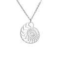 Polished silver stainless steel necklace with geometric cutout nautilus shell pendant - Hollow Nautilus Style / Steel