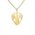 Golden guitar pick necklace with music notes and hollow silhouette for women - Gold