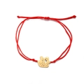 Family silhouette charm bracelet in gold finish with adjustable red woven rope cord - Family of Three Hollow-out Design (Style 3) / Gold/Red Rope