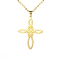 Collier avec pendentif croix en nœud celtique en acier inoxydable doré pour femmes et hommes - Or