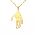 Collar punk de acero inoxidable dorado con un colgante de mano de esqueleto y garra - Dorado