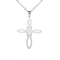 Collier avec pendentif croix en nœud celtique en acier inoxydable argenté poli - Acier