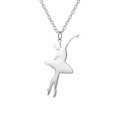 Polished silver stainless steel ballerina pendant necklace with a fine cable chain link - Style 1 Silver
