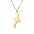 Elegant gold-tone ballet dancer silhouette pendant necklace in polished stainless steel - Style 1 Gold