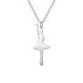 Elegant silver ballet dancer pendant necklace in titanium steel with a minimalist silhouette - Style 2 Silver
