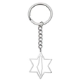 Portachiavi in acciaio inox argento con ciondolo stella di David e mappa Israele - Color Acciaio
