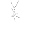 Elegant silver ballet dancer pendant necklace in polished stainless steel for women - Style 3 Silver
