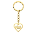 Portachiavi punk in acciaio inossidabile dorato con ciondolo a cuore fiamma e catena - Stile Fiamma Intagliata / Oro