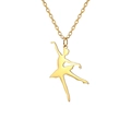 Elegant gold ballet dancer pendant necklace featuring a polished titanium steel cross chain - Style 3 Gold