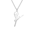 Polished silver ballerina pendant necklace in stainless steel with openwork silhouette - Style 4-Steel Color