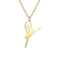 Elegant gold ballet dancer pendant on a thin cross chain for women in stainless steel - Style 4-Gold