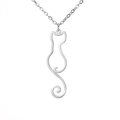 Minimalist silver-tone hollow cat silhouette pendant necklace in a sleek metal finish - Steel