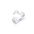 Cute dachshund open ring in polished stainless steel with adjustable dog shape design - Steel