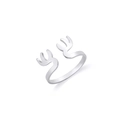 Polierter silberner Edelstahlring mit minimalistischem Elchgeweih-Design - Stahlfarben