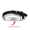 Bracciale ID regolabile in silicone nero con piastra in acciaio inossidabile lucido - Nero