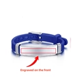 Bracciale ID blu in silicone regolabile con piastra in acciaio inox personalizzabile - Blu scuro