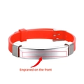 Bracciale ID regolabile in silicone rosso brillante con piastra in acciaio inossidabile - Rosso