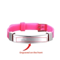 Customized rose red silicone medical ID bracelet for kids with engravable steel plate - Pink