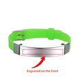 Adjustable neon green silicone medical ID bracelet with engravable stainless steel plate - Fluorescent Colors