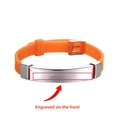 Customized orange silicone ID bracelet for kids with adjustable stainless steel metal plate - Orange
