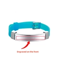 Light blue adjustable silicone strap for kids with engravable stainless steel plate - Blue
