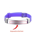 Adjustable purple silicone identification bracelet with engravable stainless steel plate - Lavender
