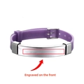 Customized purple silicone ID bracelet for children with adjustable stainless steel plate - Deep purple