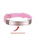Customized pink silicone ID bracelet for kids with engravable stainless steel plate - Light Pink