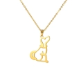 Minimalist gold dog silhouette pendant on a stainless steel chain for dog lovers - Gold