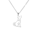 Minimalist silver stainless steel necklace featuring a hollow dog silhouette pendant - Steel