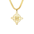 Golden titanium steel snake chain necklace with hollow rose pendant on white background - Snake Chain / Gold