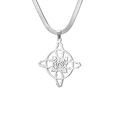 Polished silver stainless steel necklace with hollow rose and star compass pendant - Snake Chain / Steel