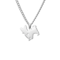 Silver stainless steel necklace featuring a cute dog silhouette pendant with heart cutout - Steel