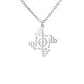 Silver geometric necklace with Viking Vegvisir compass pendant on fine cable chain - Steel