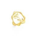 Bague ajustable en acier inoxydable plaqué or 18k avec motif fleur ajouré - Couleur Or - Iris
