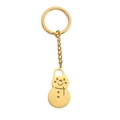 Polished gold stainless steel snowman keychain with festive hat and bow pendant design - Snowman - Gold