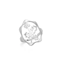 Anillo ajustable de plata con motivos calados de acebo de diciembre - Color Acero - Acebo