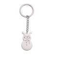 Cute silver snowman keychain with deer antlers and festive smiling face charm for gift - Antler Snowman-Silver