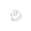 Anillo abierto de acero inoxidable plateado con diseño de margarita hueca y acabado liso - Color Acero - Margarita