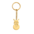 Golden snowman keychain with reindeer antlers, minimalist holiday jewelry pendant charm - Antler Snowman-Gold